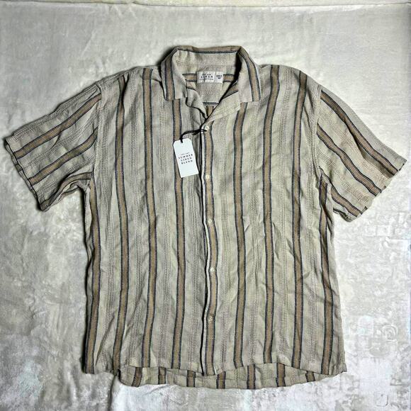 Abercrombie & Fitch A & F Summer Linen Cabana Shirt Men's 2XLT Beige Beachy Boho - Picture 1 of 9